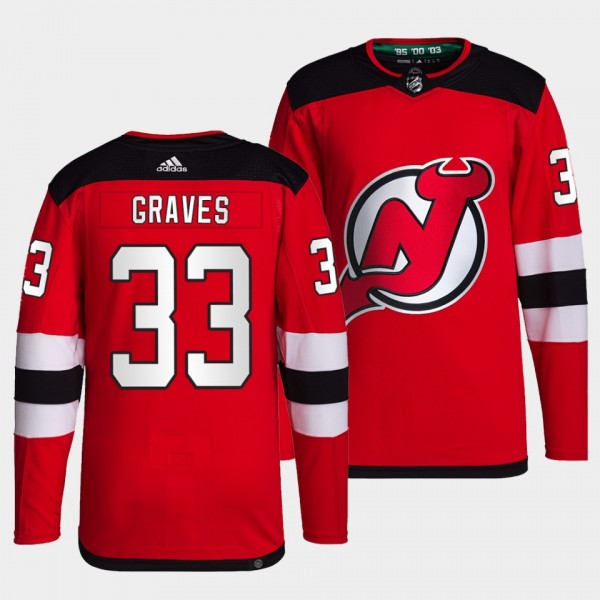 Ryan Graves #33 Devils Home Red Jersey 2021-22 Pri...