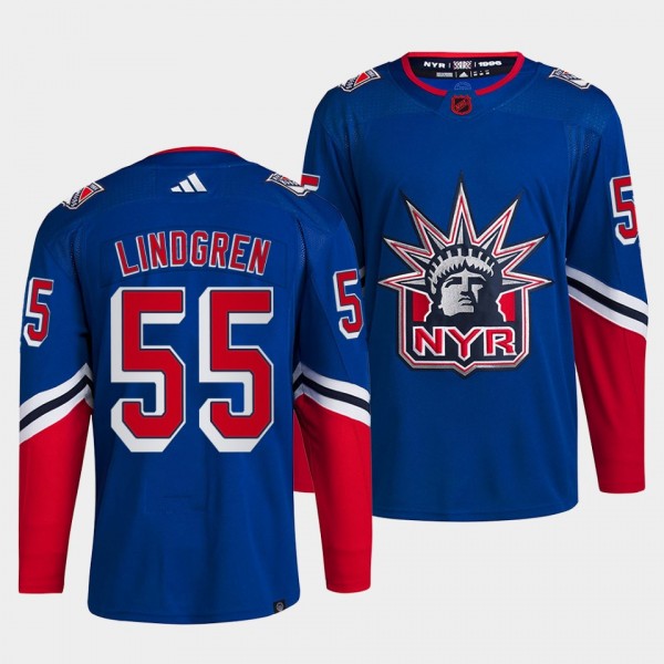 Ryan Lindgren New York Rangers 2022 Reverse Retro 2.0 Blue #55 Authentic Primegreen Jersey Men's