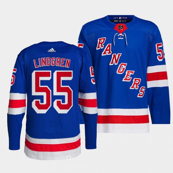 Ryan Lindgren #55 Rangers Home Blue Jersey 2021-22 Primegreen Authentic