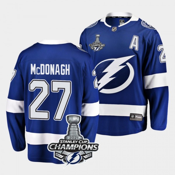 2021 Stanley Cup Champions Tampa Bay Lightning Ryan McDonagh Blue Home 27 Jersey