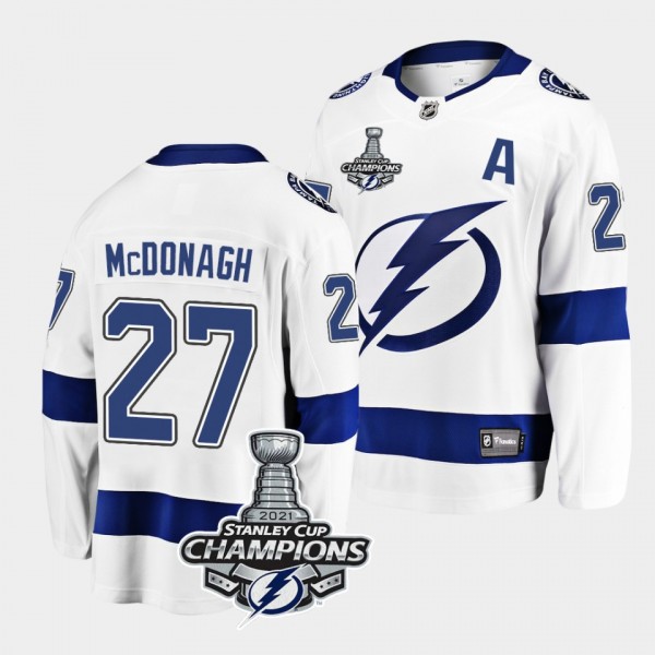 Lightning 2021 Stanley Cup Champions Ryan McDonagh 27 White Away Youth Jersey