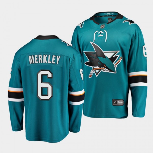 Ryan Merkley San Jose Sharks 2021-22 Home Teal Player Men Jersey