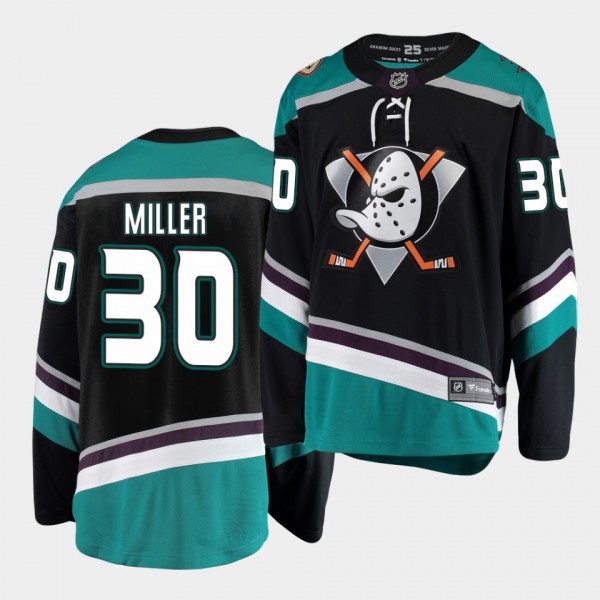 Ryan Miller Anaheim Ducks Alternate Black Retire M...