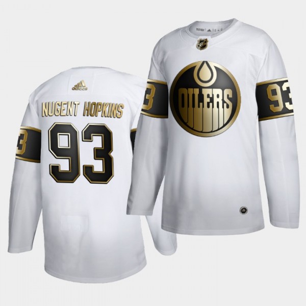 Ryan Nugent-Hopkins #93 NHL Oilers Golden Edition White Limited Jersey
