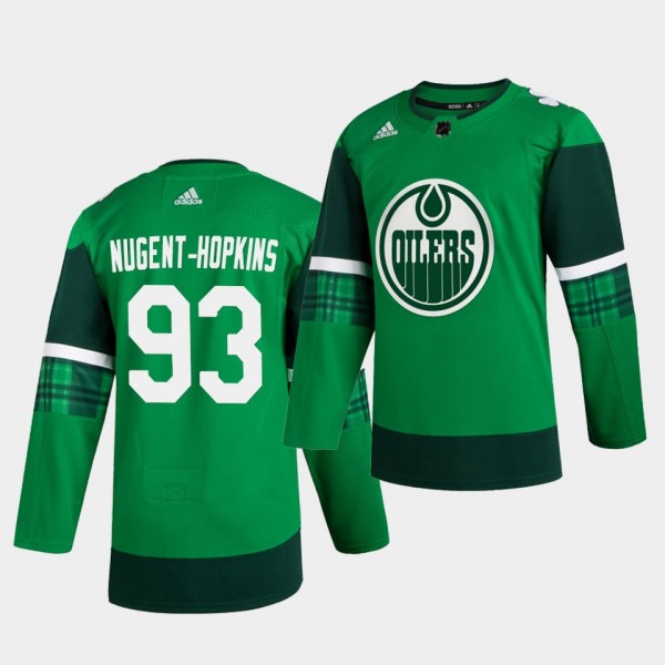 Ryan Nugent-Hopkins Oilers 2020 St. Patrick's Day Green Authentic Player Jersey