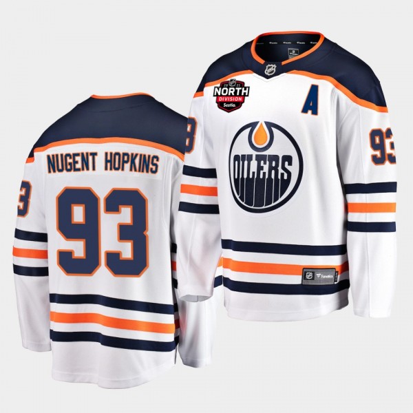 Edmonton Oilers ryan nugent-hopkins 2021 North Division Patch White Jersey Away