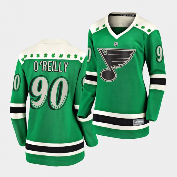 Ryan O'Reilly #90 Blues 2021 St. Patrick's Day Gre...