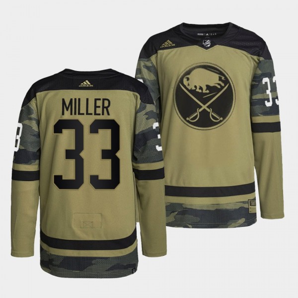 Buffalo Sabres 33 Colin Miller Primegreen Authentic Camo Jersey 2022 Military Appreciation Night