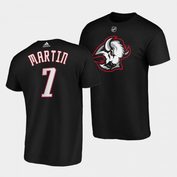 Rick Martin Third Logo Buffalo Sabres 2022-23 Black T-Shirt Goathead
