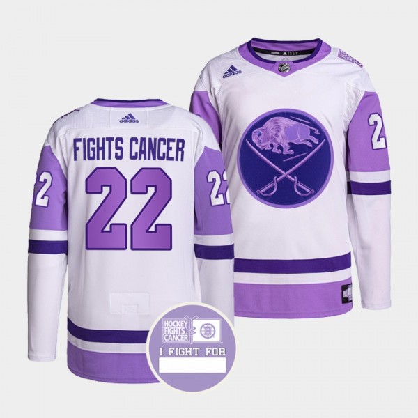 Buffalo Sabres Hockey Fights Cancer Jersey #22 White Purple Primegreen