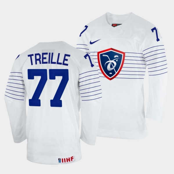 France 2022 IIHF World Championship Sacha Treille #77 White Jersey Home