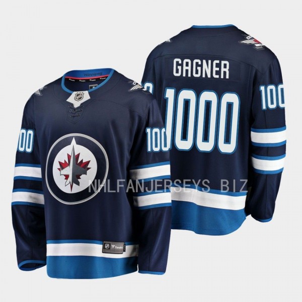 Sam Gagner Winnipeg Jets 1000 Career Games Navy Jersey #89 commemorative