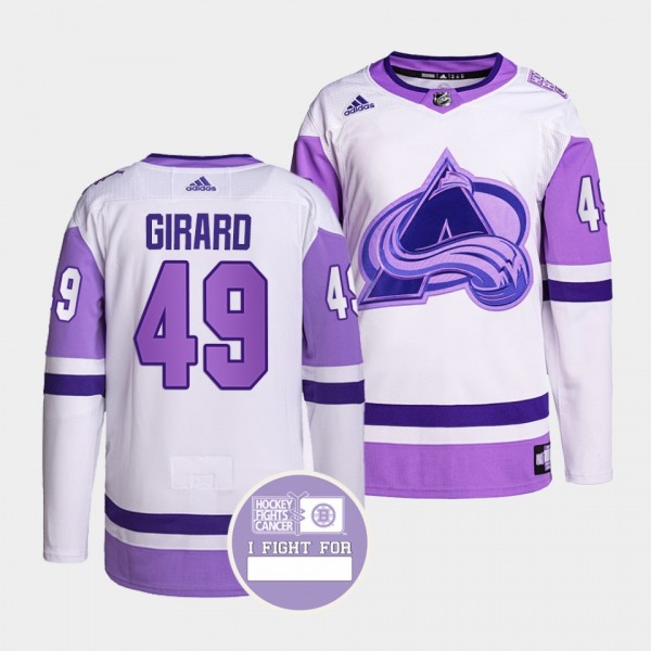 Sam Girard Avalanche #49 Hockey Fights Cancer Jersey White Purple Primegreen Authentic