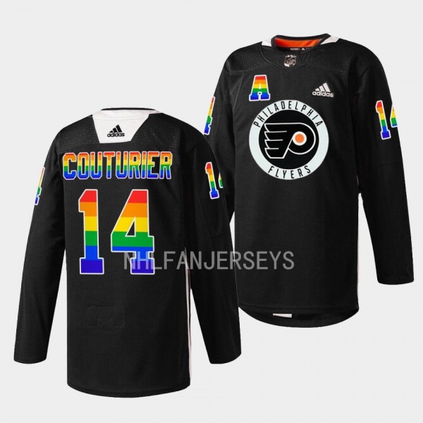 Philadelphia Flyers 2023 Pride Sean Couturier #14 Black Jersey Fueled By Philly