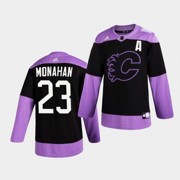 Calgary Flames Sean Monahan HockeyFightsCancer Jersey Purple Authentic