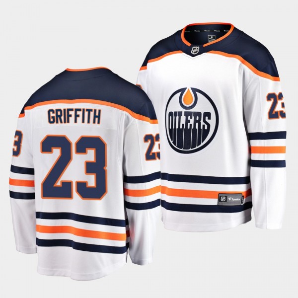 Seth Griffith Edmonton Oilers 2021-22 Away White J...