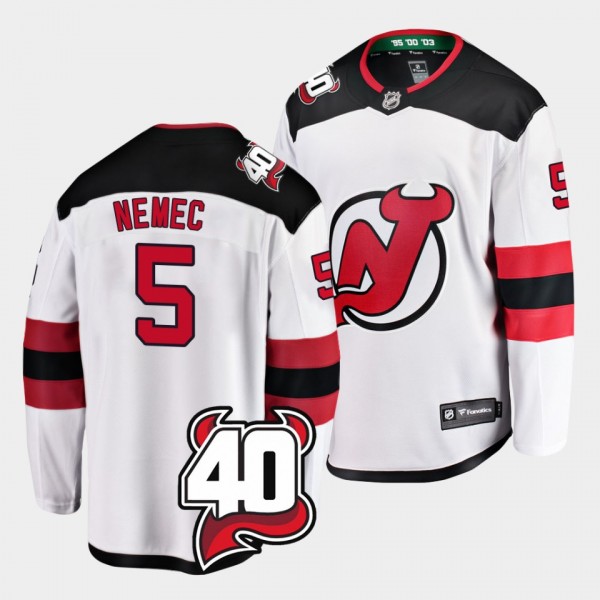 Simon Nemec New Jersey Devils Away White 40th Anni...