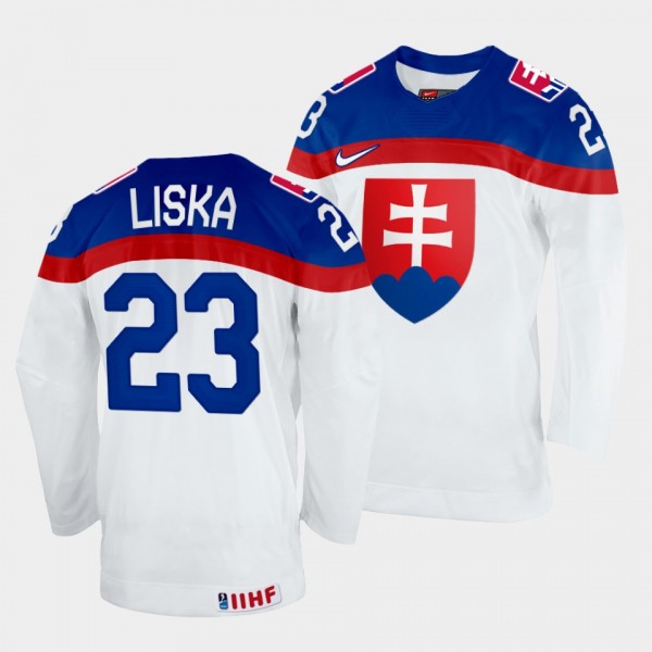 Slovakia Hockey #23 Adam Liska 2022 IIHF World Championship White Jersey Home