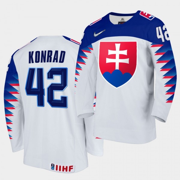 Slovakia Team Branislav Konrad 2021 IIHF World Championship #42 Home White Jersey