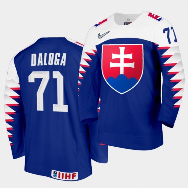 Marek Daloga Slovakia Team 2021 IIHF World Championship Away Blue Jersey