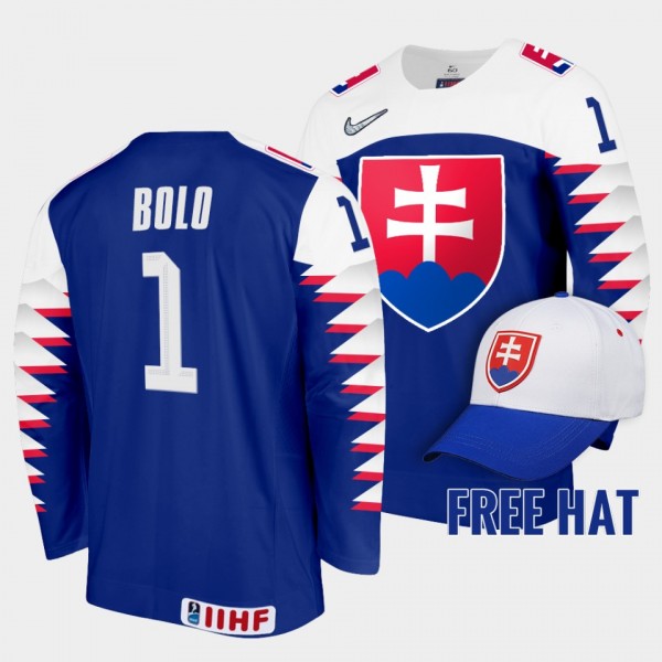 Tomas Bolo Slovakia Hockey 2022 IIHF World Junior Championship Free Hat Jersey Royal