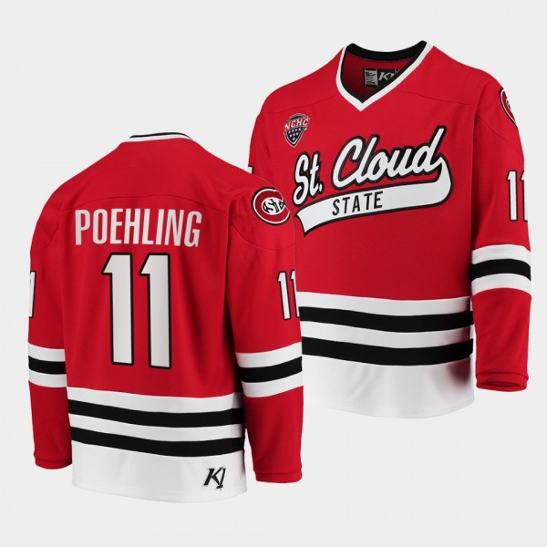 Ryan Poehling St. Cloud State Huskies 11 College Hockey Red Jersey