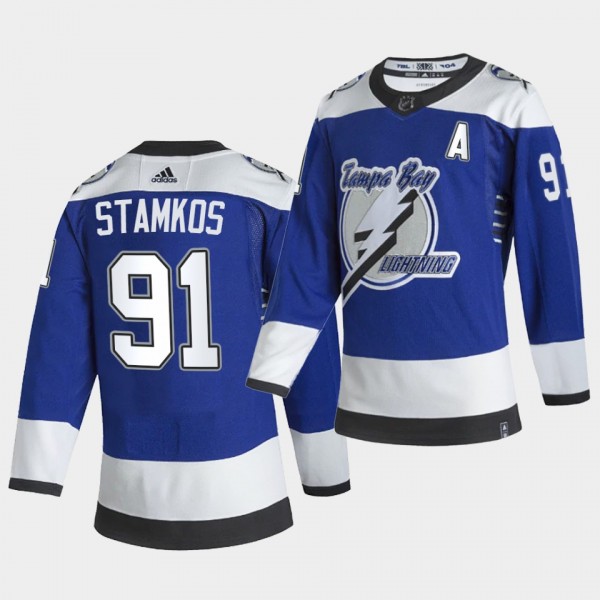 Tampa Bay Lightning 2021 Reverse Retro Steven Stamkos Blue Authentic Jersey