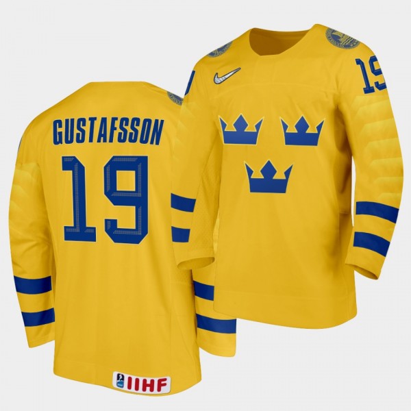 David Gustafsson Sweden 2020 IIHF World Junior Ice Hockey #19 Home Yellow Jersey