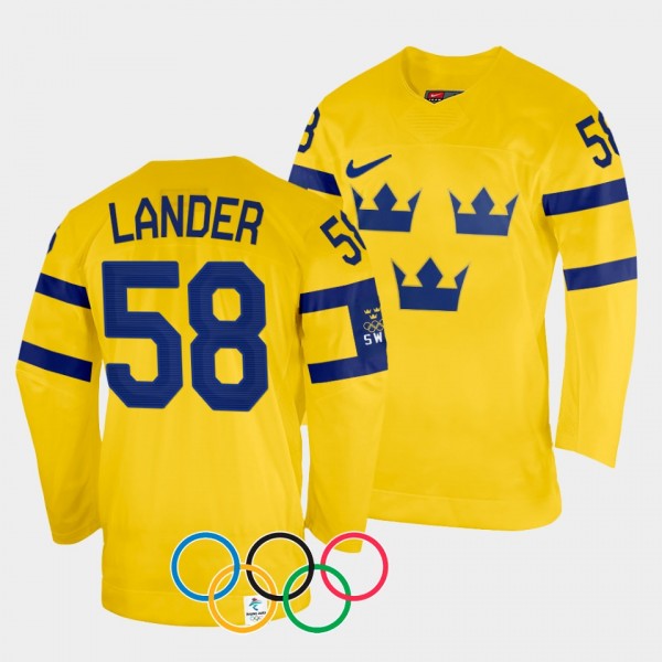 Sweden Hockey #58 Anton Lander 2022 Winter Olympic...