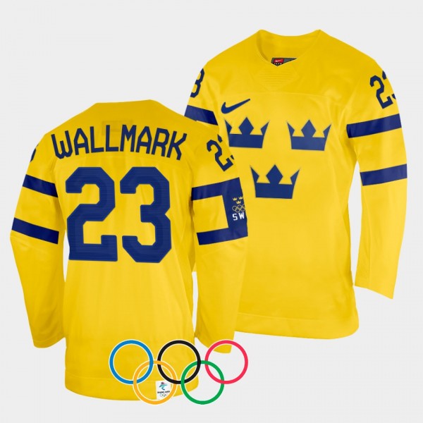 Sweden Hockey #23 Lucas Wallmark 2022 Winter Olymp...