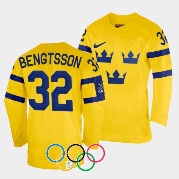 Sweden Hockey #32 Lukas Bengtsson 2022 Winter Olym...