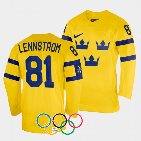 Sweden Hockey #81 Theodor Lennstrom 2022 Winter Ol...
