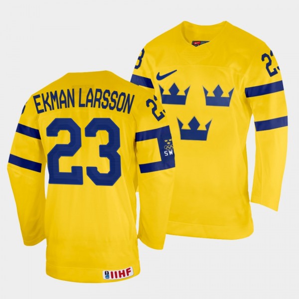 Oliver Ekman Larsson 2022 IIHF World Championship Sweden Hockey #23 Yellow Jersey Home