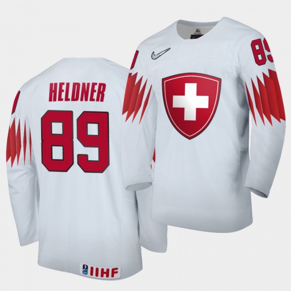 Switzerland Team Fabian Heldner 2021 IIHF World Championship #89 Home White Jersey