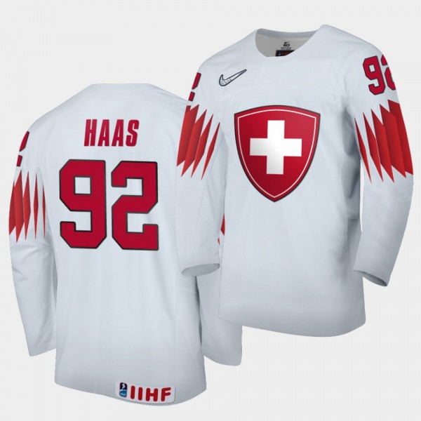 Gaetan Haas Switzerland 2020 IIHF World Championship #92 Home White Jersey