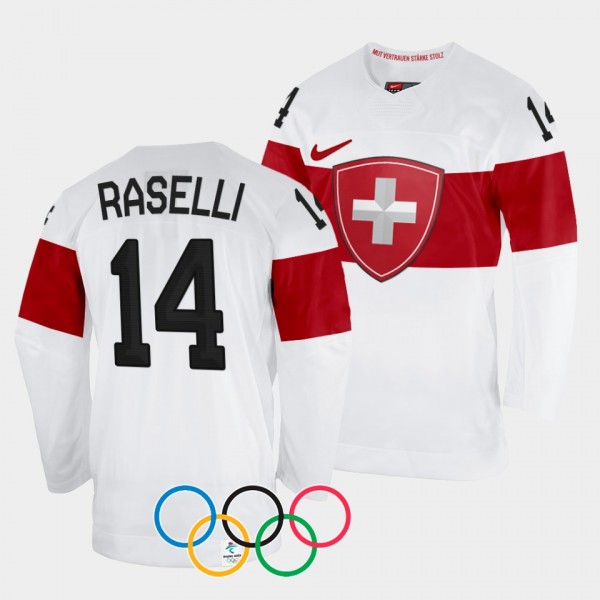 Switzerland Hockey 2022 Winter Olympics Evelina Raselli #14 White Jersey Away