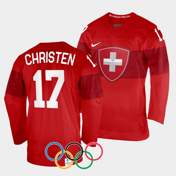 Lara Christen Switzerland Women's Hockey 2022 Winter Olympics #17 Red Jersey Home