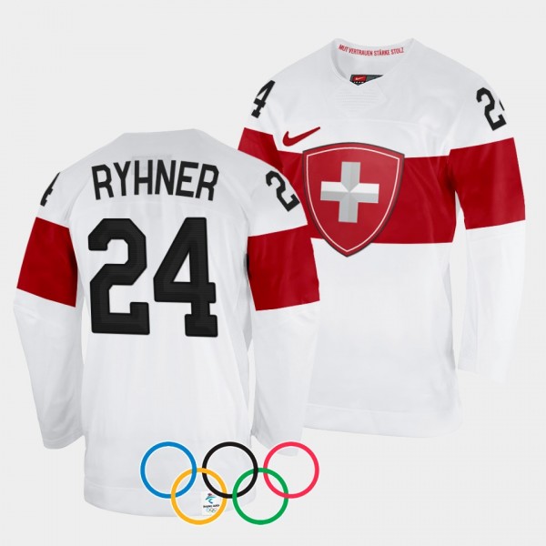 Switzerland Hockey 2022 Winter Olympics Noemi Ryhner #24 White Jersey Away