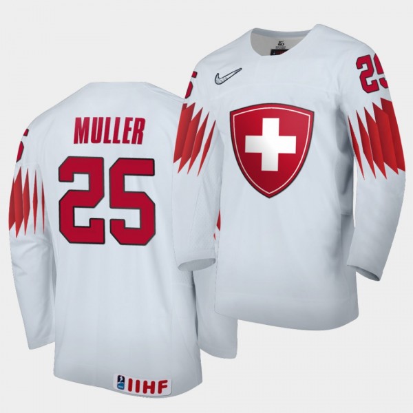 Switzerland Team Mirco Müller 2021 IIHF World Championship #25 Home White Jersey