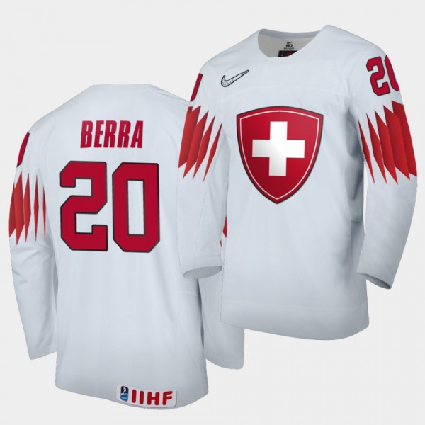 Reto Berra Switzerland 2020 IIHF World Championship #20 Home White Jersey