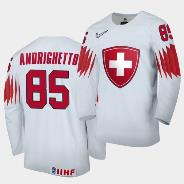 Sven Andrighetto Switzerland 2020 IIHF World Championship #85 Home White Jersey