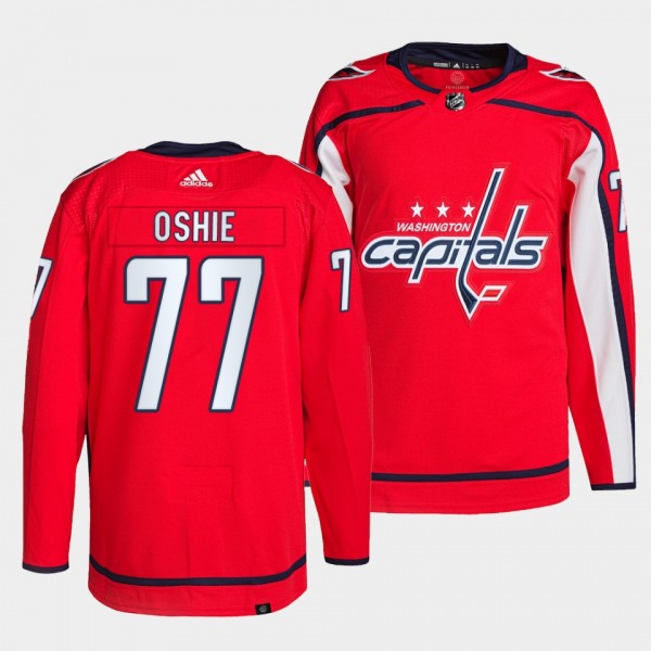 T.J. Oshie #77 Capitals Home Red Jersey 2021-22 Primegreen Authentic