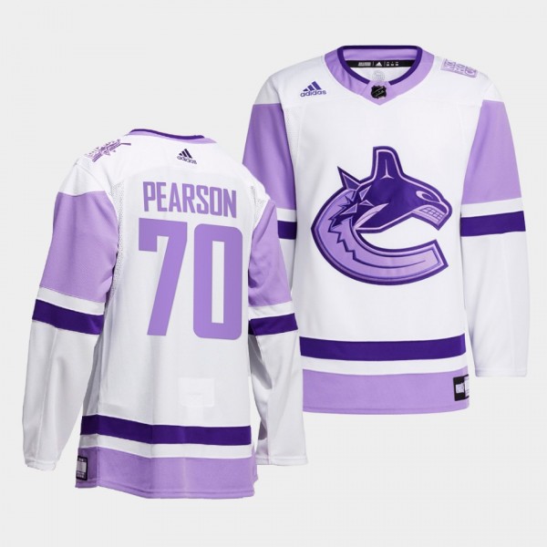 Vancouver Canucks Tanner Pearson 2021 HockeyFightsCancer Jersey #70 White Special warm-up