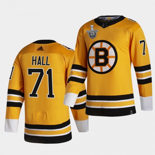 Taylor Hall #71 Bruins 2021 Stanley Cup Playoffs Gold Reverse Retro Jersey