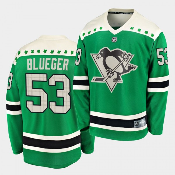 Teddy Blueger Pittsburgh Penguins 2020 St. Patrick's Day Replica Player Green Jersey