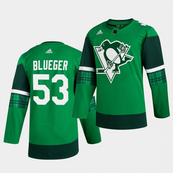 Teddy Blueger Penguins 2020 St. Patrick's Day Gree...