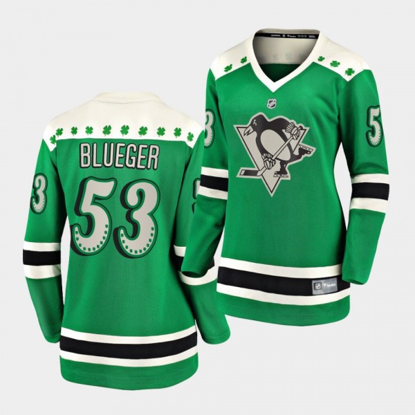 Teddy Blueger #53 Penguins 2021 St. Patrick's Day ...