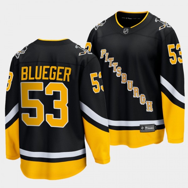 Teddy Blueger Pittsburgh Penguins 2021-22 Alternate Black Premier Breakaway Jersey Men