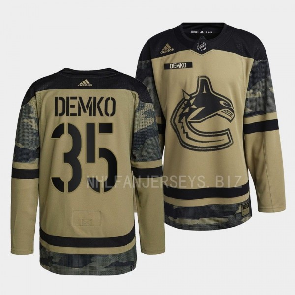 2022 Armed Forces Thatcher Demko Vancouver Canucks...