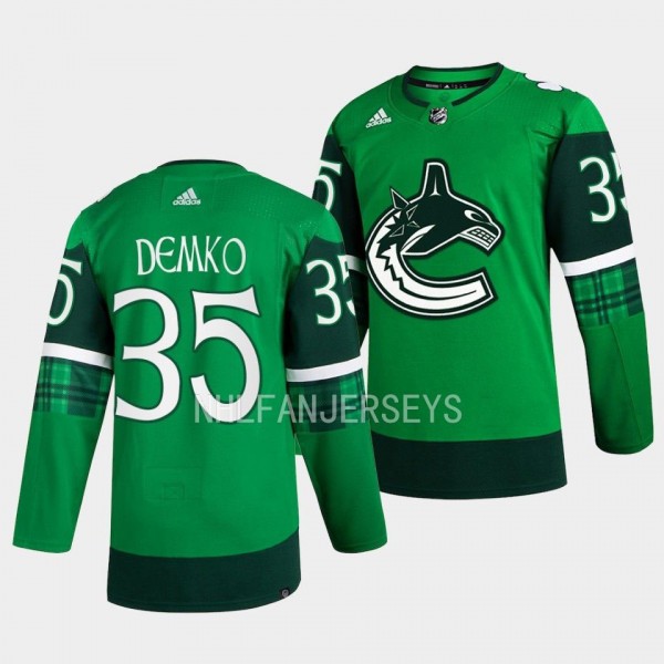 Vancouver Canucks 2023 St. Patricks Day Thatcher Demko #35 Green Primegreen Authentic Jersey Men's